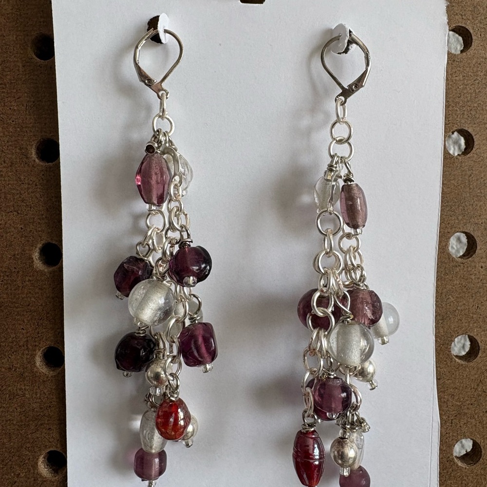 Elegant Handmade Purple Beaded Earrings